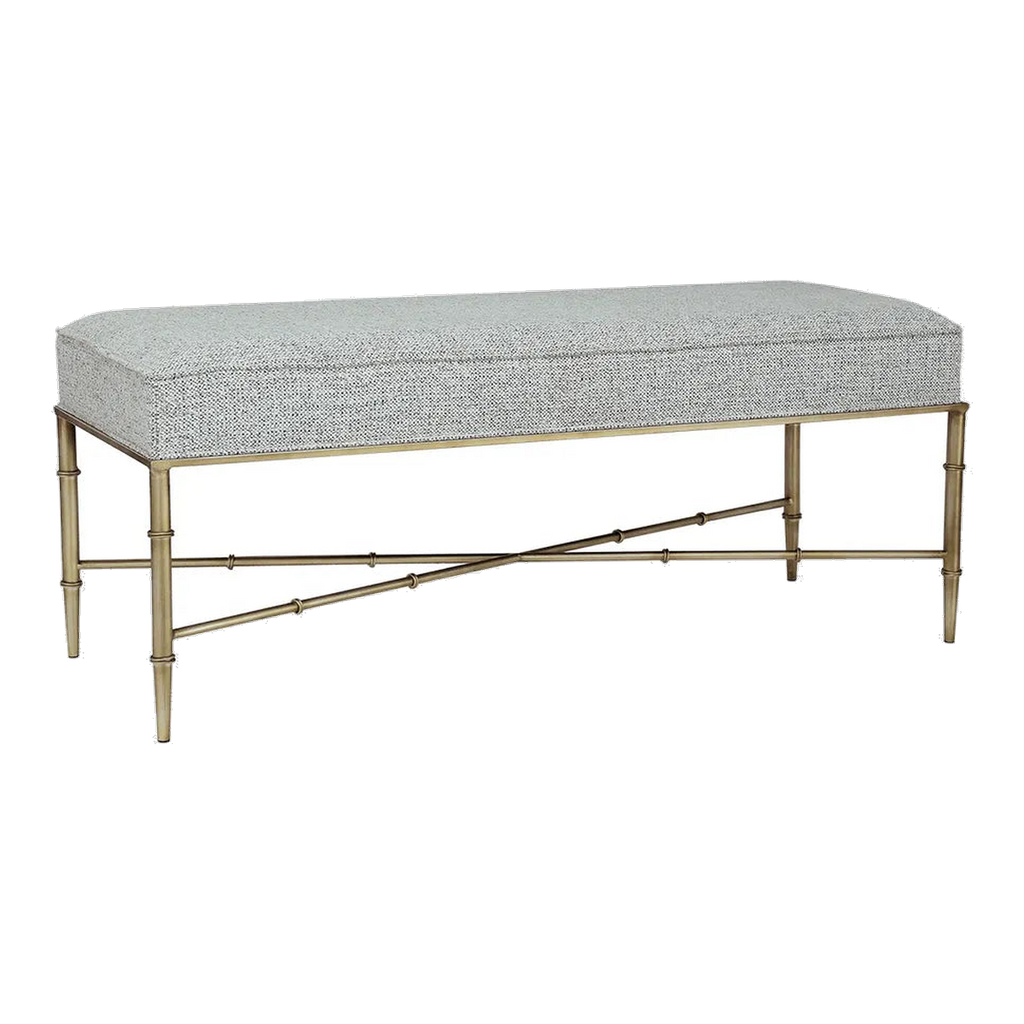 Hacienda Antique Gold Iron Bench Ottoman - Salt & Pepper