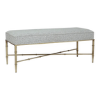 Hacienda Antique Gold Iron Bench Ottoman - Salt & Pepper