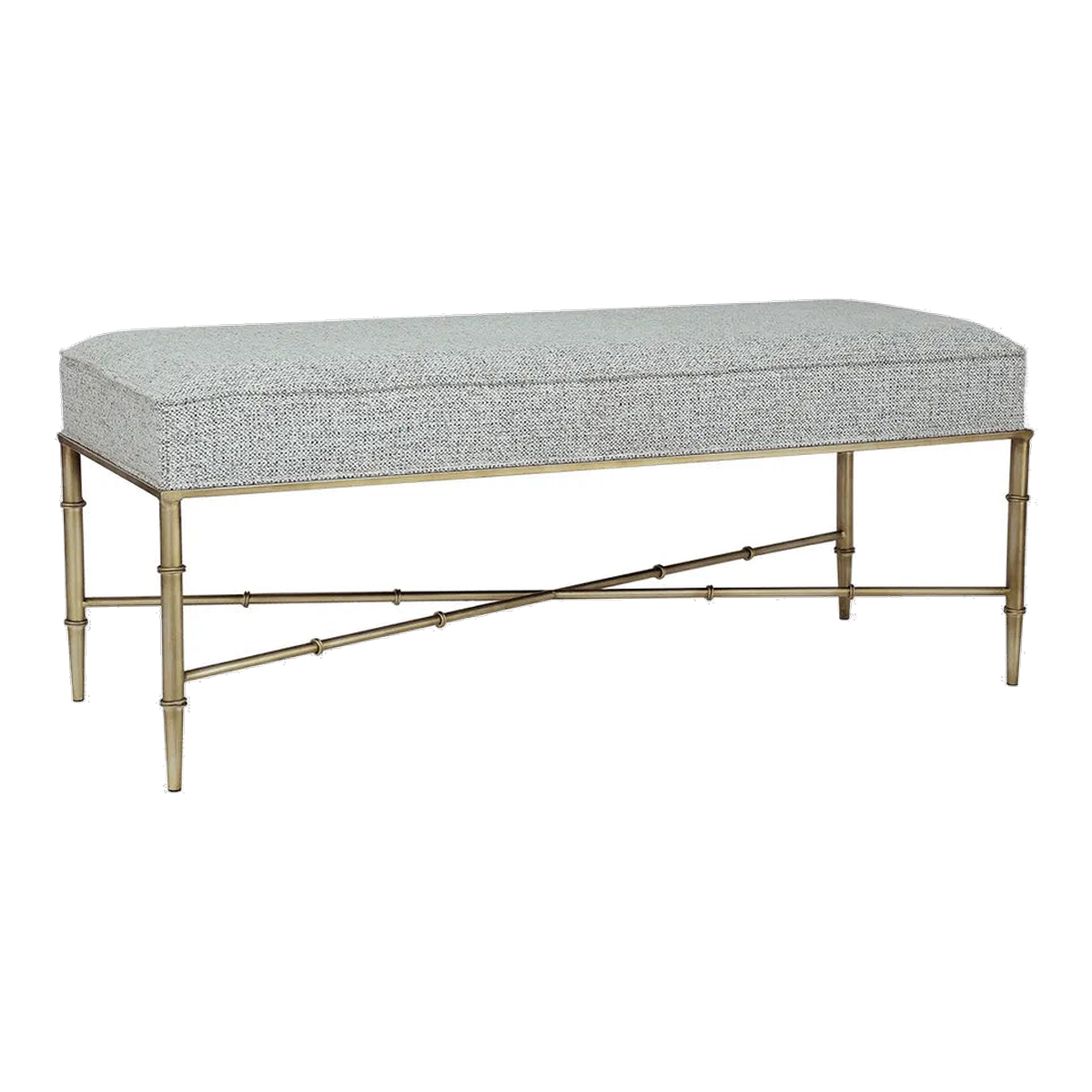 Hacienda Antique Gold Iron Bench Ottoman - Salt & Pepper