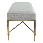 Hacienda Antique Gold Iron Bench Ottoman - Salt & Pepper