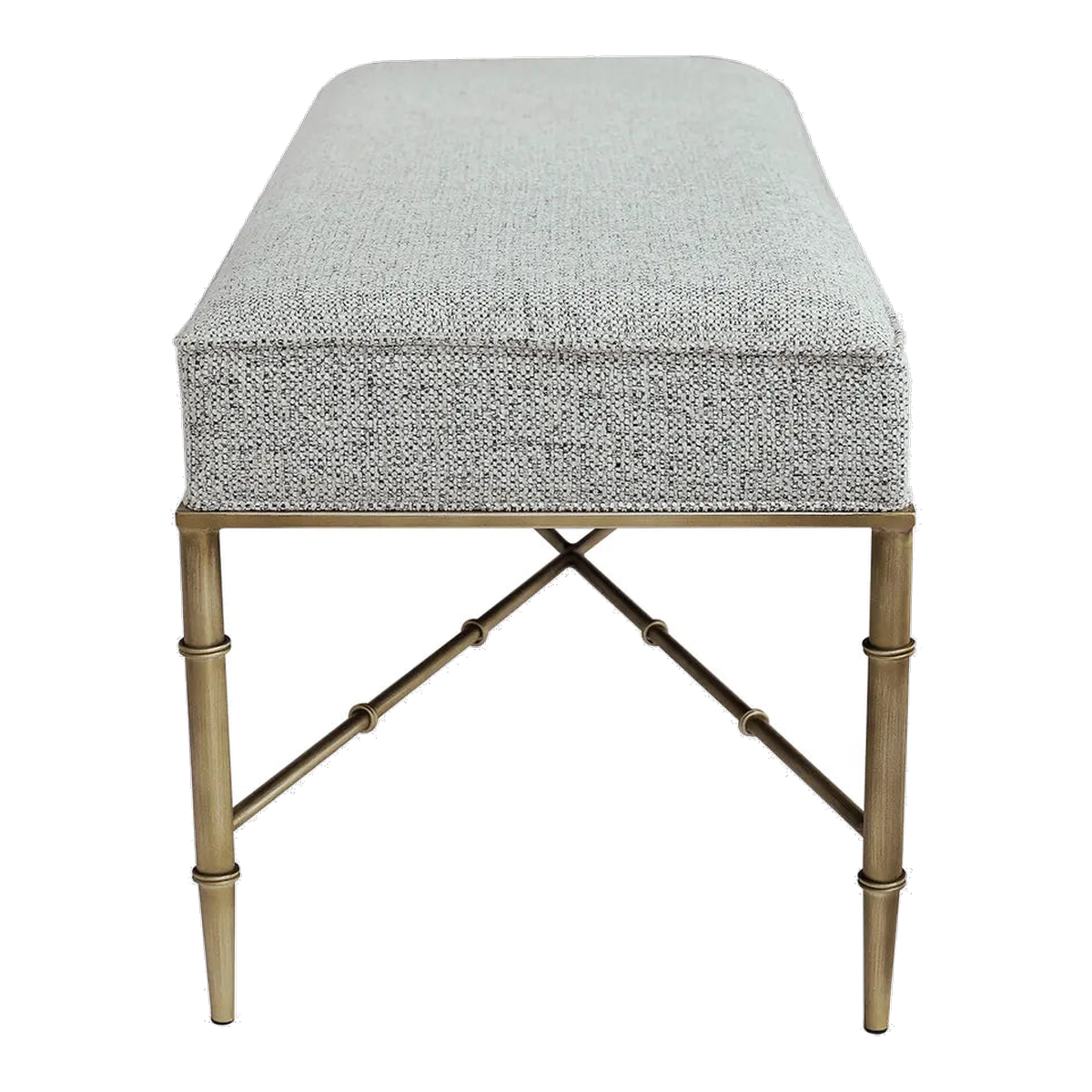 Hacienda Antique Gold Iron Bench Ottoman - Salt & Pepper
