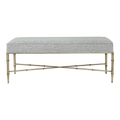 Hacienda Antique Gold Iron Bench Ottoman - Salt & Pepper