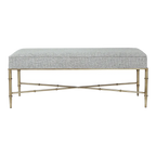 Hacienda Antique Gold Iron Bench Ottoman - Salt & Pepper