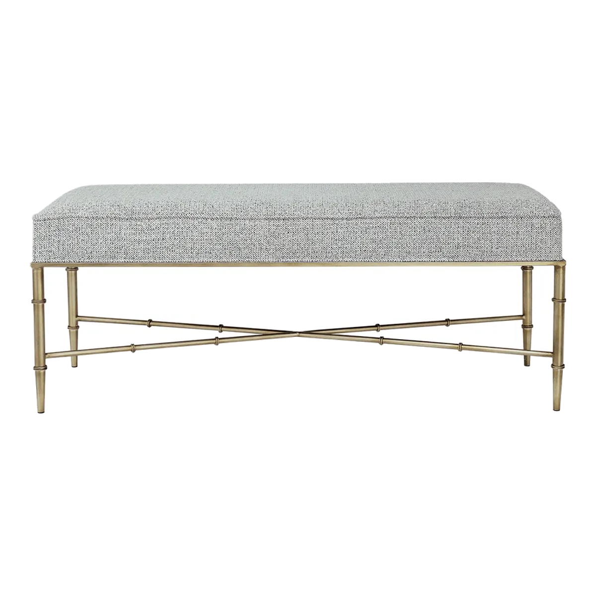 Hacienda Antique Gold Iron Bench Ottoman - Salt & Pepper