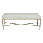 Hacienda Antique Gold Iron Bench Ottoman - Speckle Ecru