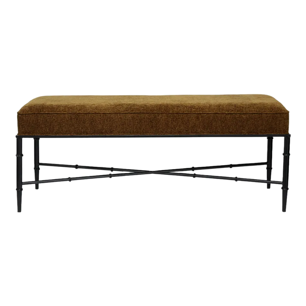 Hacienda Black Iron Bench Ottoman - Butterscotch