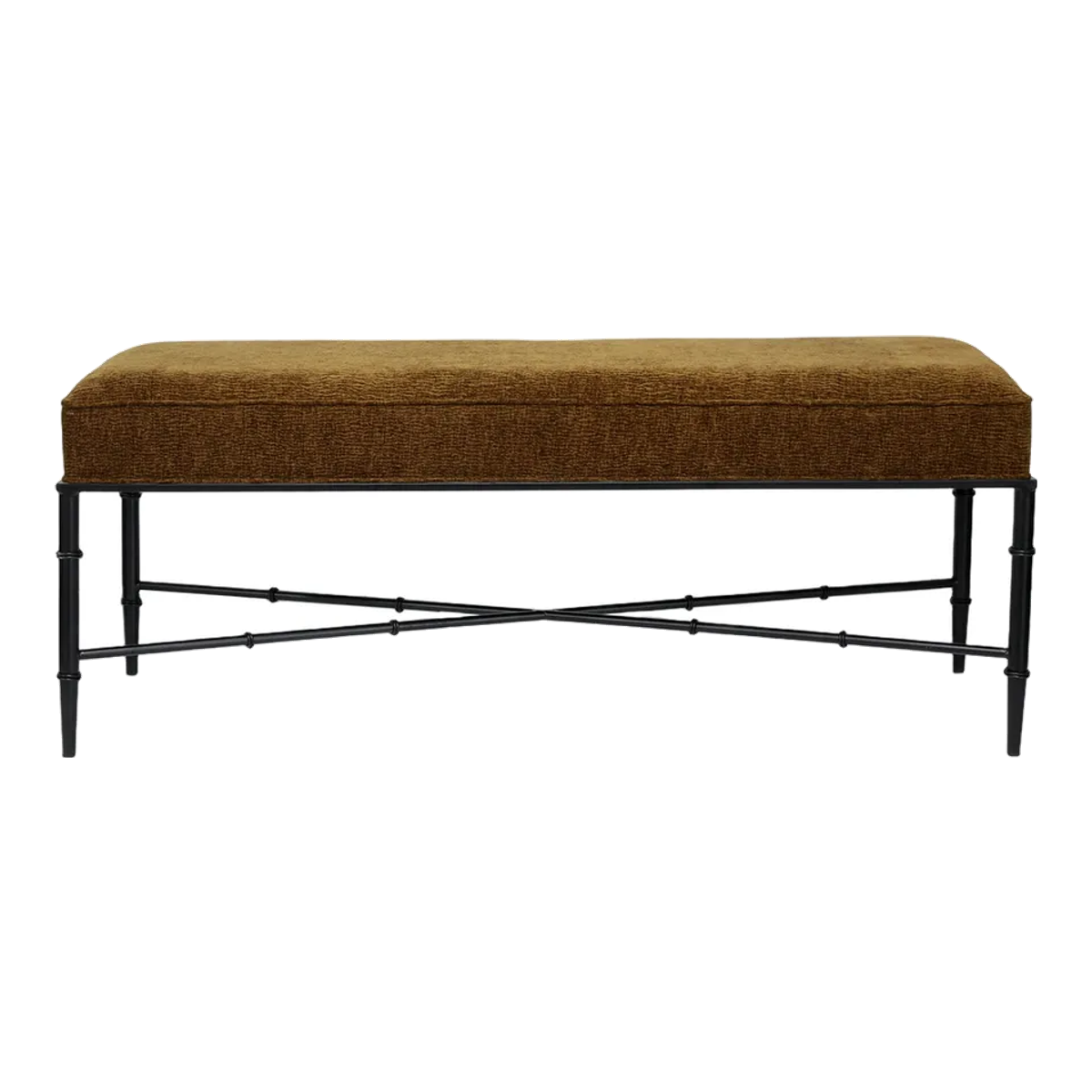 Hacienda Black Iron Bench Ottoman - Butterscotch
