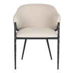 Heston Black Dining Chair with Arms - Natural Linen