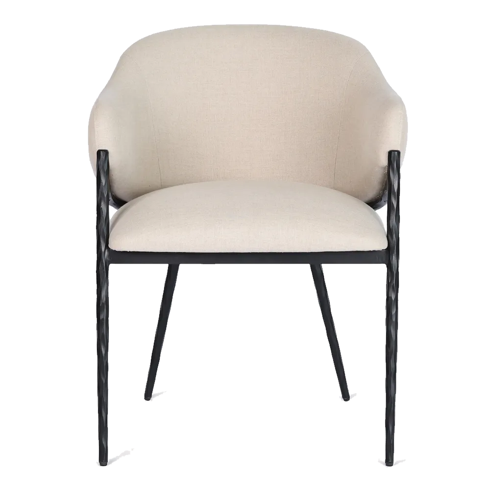 Heston Black Dining Chair with Arms - Natural Linen