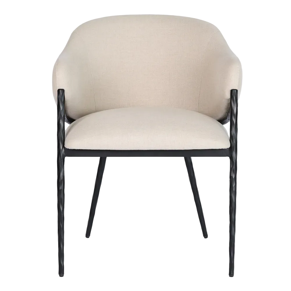 Hawthorne Black Dining Chair with Arms - Natural Linen