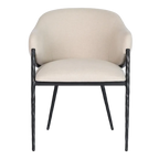 Hawthorne Black Dining Chair with Arms - Natural Linen