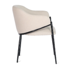 Heston Black Dining Chair with Arms - Natural Linen