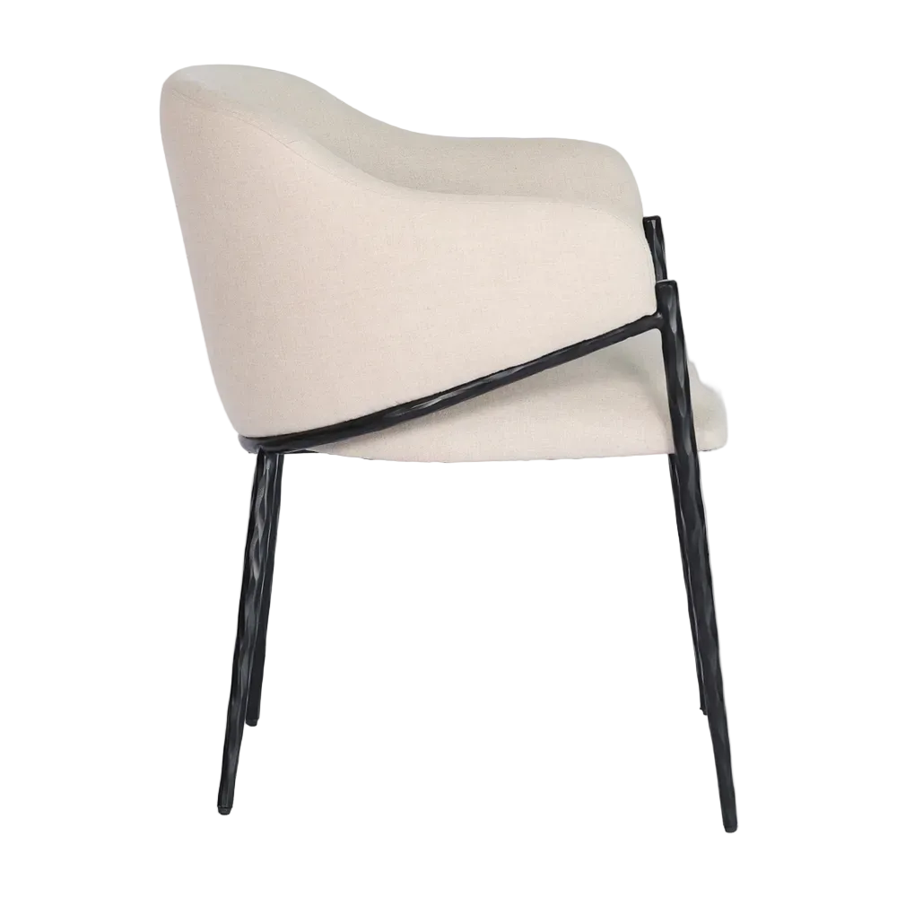 Hawthorne Black Dining Chair with Arms - Natural Linen