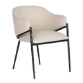 Heston Black Dining Chair with Arms - Natural Linen