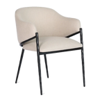 Heston Black Dining Chair with Arms - Natural Linen