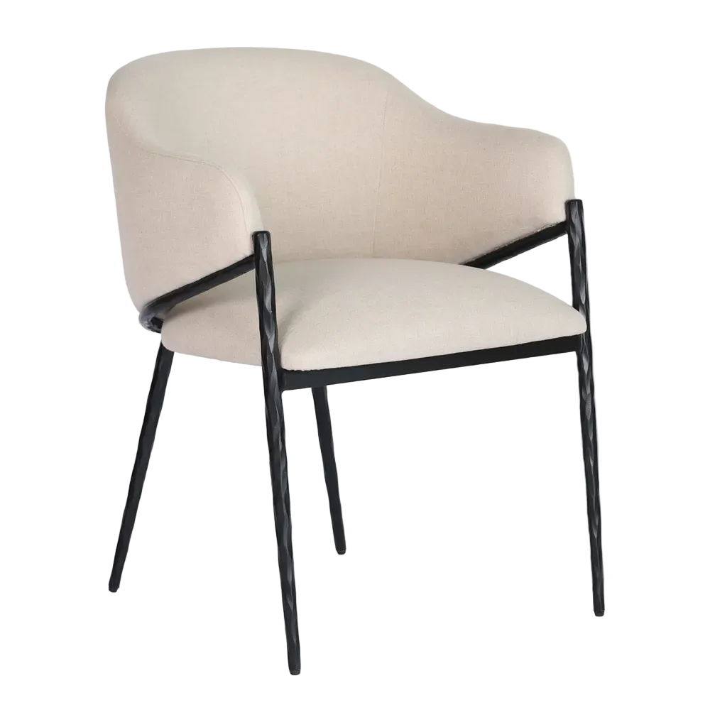 Hawthorne Black Dining Chair with Arms - Natural Linen