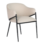 Hawthorne Black Dining Chair with Arms - Natural Linen