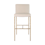 Hawthorne Brass Bar Stool with Back - Natural Linen
