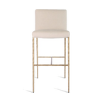 Heston Brass Bar Stool with Back - Natural Linen