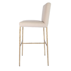 Hawthorne Brass Bar Stool with Back - Natural Linen