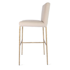 Heston Brass Bar Stool with Back - Natural Linen