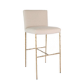 Heston Brass Bar Stool with Back - Natural Linen