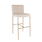 Heston Brass Bar Stool with Back - Natural Linen