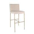 Hawthorne Brass Bar Stool with Back - Natural Linen