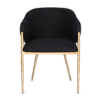 Heston Brass Dining Chair with Arms - Black Linen