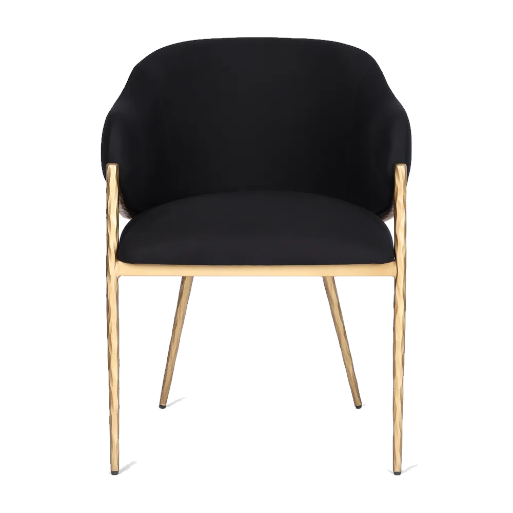 Heston Brass Dining Chair with Arms - Black Linen
