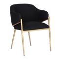 Heston Brass Dining Chair with Arms - Black Linen