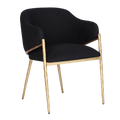 Hawthorne Brass Dining Chair with Arms - Black Linen