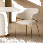 Heston Brass Dining Chair with Arms - Natural Linen