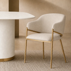 Hawthorne Brass Dining Chair with Arms - Natural Linen