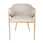 Heston Brass Dining Chair with Arms - Natural Linen