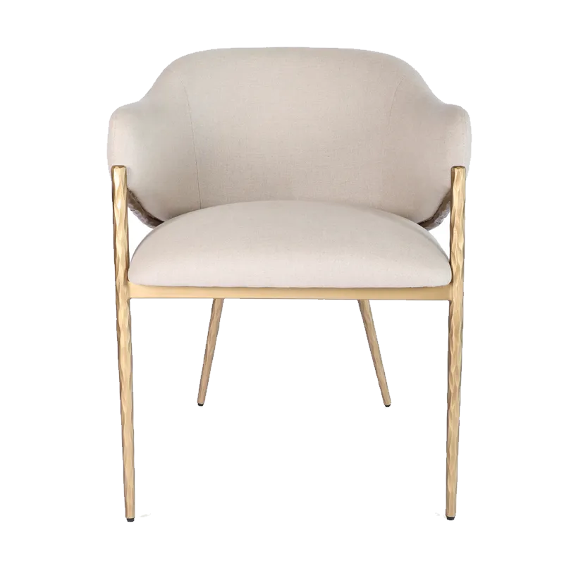 Heston Brass Dining Chair with Arms - Natural Linen