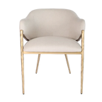 Hawthorne Brass Dining Chair with Arms - Natural Linen