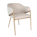 Hawthorne Brass Dining Chair with Arms - Natural Linen