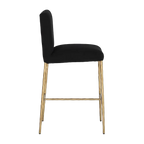 Hawthorne Brass Counter Stool with Back - Black Linen