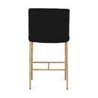 Hawthorne Brass Counter Stool with Back - Black Linen