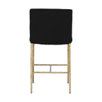 Heston Brass Kitchen Stool with Back - Black Linen