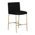 Hawthorne Brass Counter Stool with Back - Black Linen