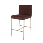 Heston Brass Kitchen Stool with Back - Chocolate Linen