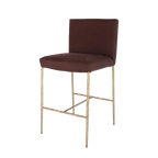 Hawthorne Brass Counter Stool with Back - Chocolate Linen