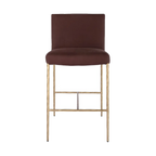Heston Brass Kitchen Stool with Back - Chocolate Linen
