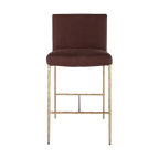 Hawthorne Brass Counter Stool with Back - Chocolate Linen