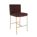 Heston Brass Kitchen Stool with Back - Chocolate Linen