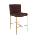 Hawthorne Brass Counter Stool with Back - Chocolate Linen