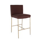 Hawthorne Brass Counter Stool with Back - Chocolate Linen