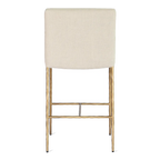 Heston Brass Kitchen Stool with Back - Natural Linen